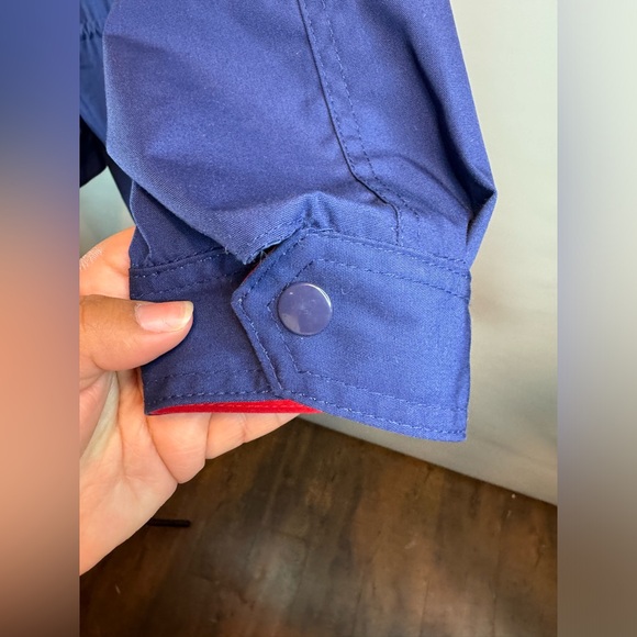 R.O.C Made In Taiwan Windbreaker Coat Rain Jacket Blue Pockets Size 8 Adjustable - Picture 12 of 16